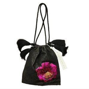 Trina Turk Tassel Pouch evening bag purse shimmer sequin floral beaded